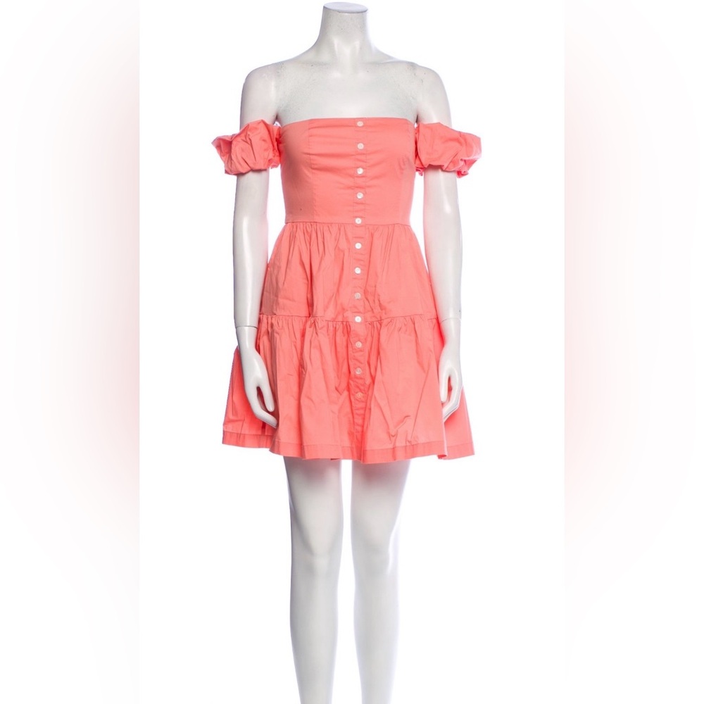 STAUD Elio Mini off the shoulder Dress in grapefruit size 12 women’s designer